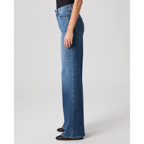 NWT Paige Sasha Wide-Leg Jeans Stefania Distressed Medium Wash 27 - Picture 3 of 11